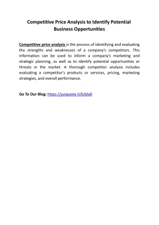 competitive price analysis to identify potential