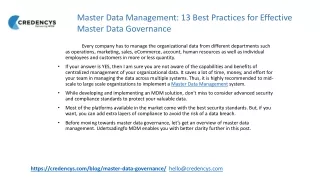 Master Data Management 13 Best Practices for Effective Master Data Governance