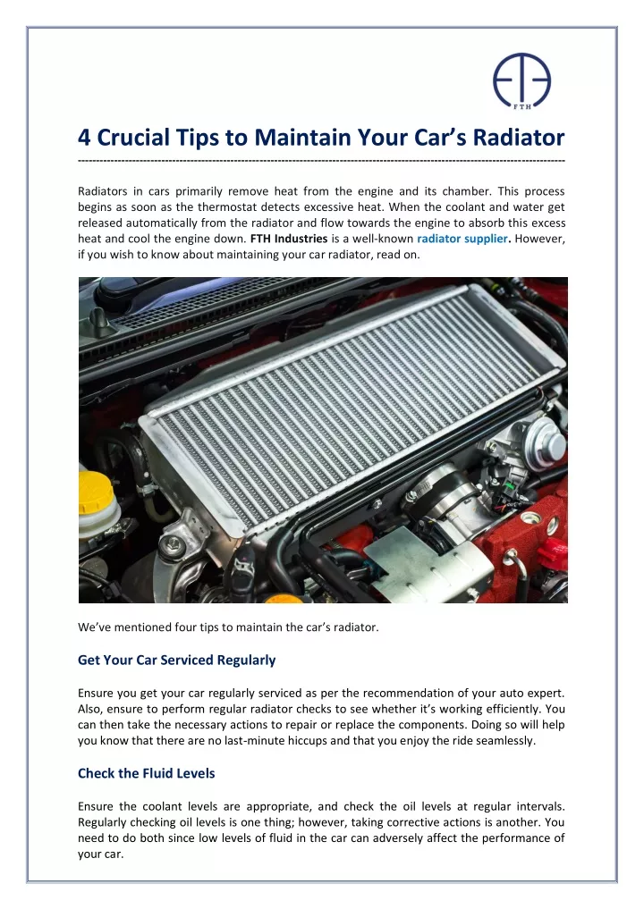 4 crucial tips to maintain your car s radiator