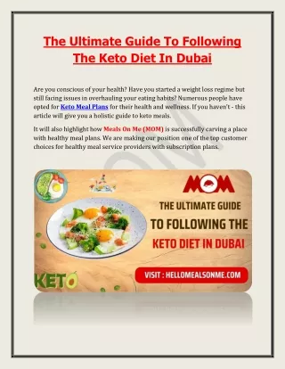 The Ultimate Guide To Following The Keto Diet In Dubai