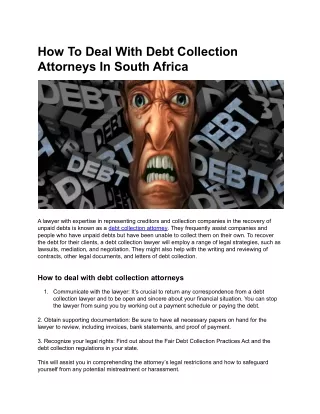 How To Deal With Debt Collection Attorneys In South Africa