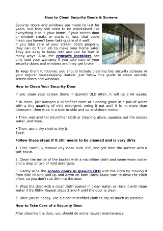 How to Clean Security Doors & Screens