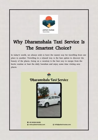 Why Dharamshala Taxi Service Is The Smartest Choice?
