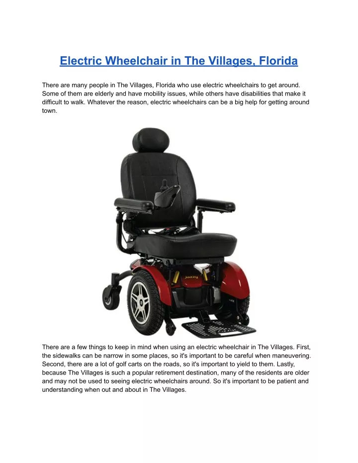 electric wheelchair in the villages florida