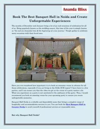 book the best banquet hall in noida and create