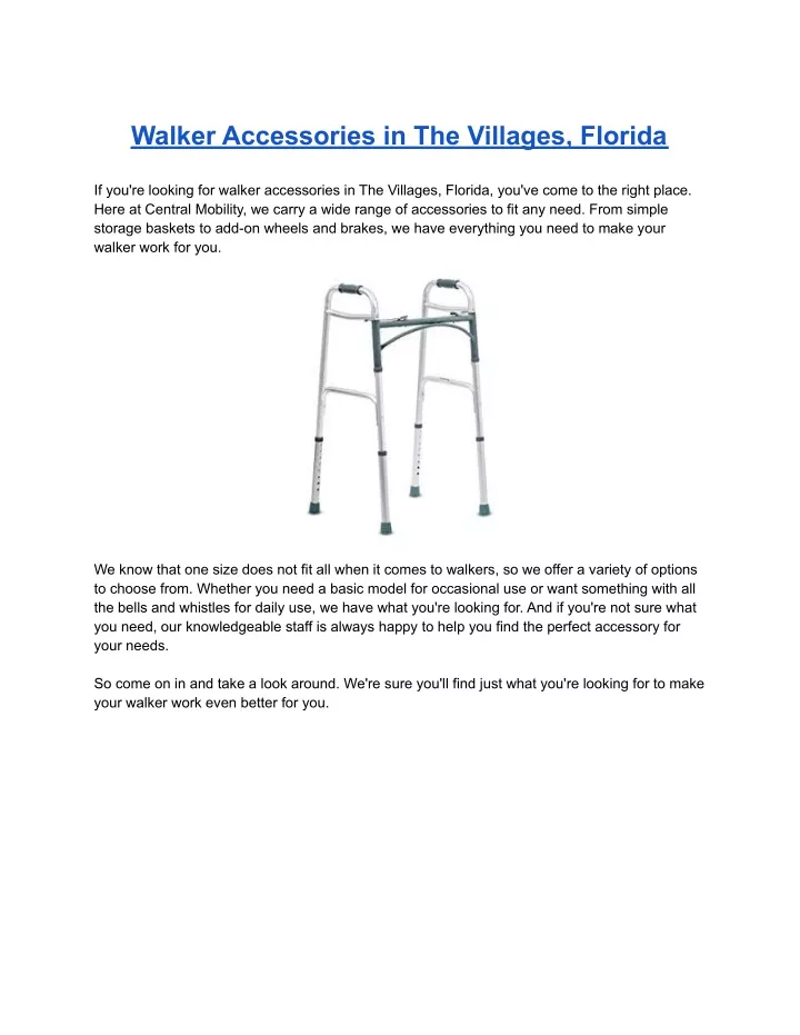 walker accessories in the villages florida