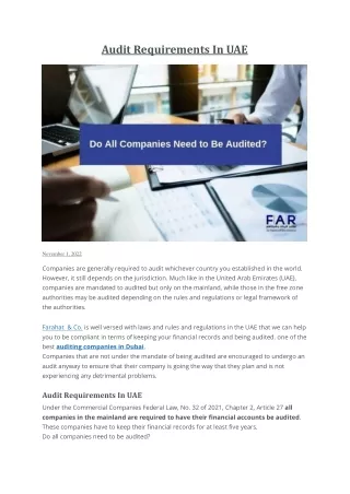 Audit Requirements In UAE