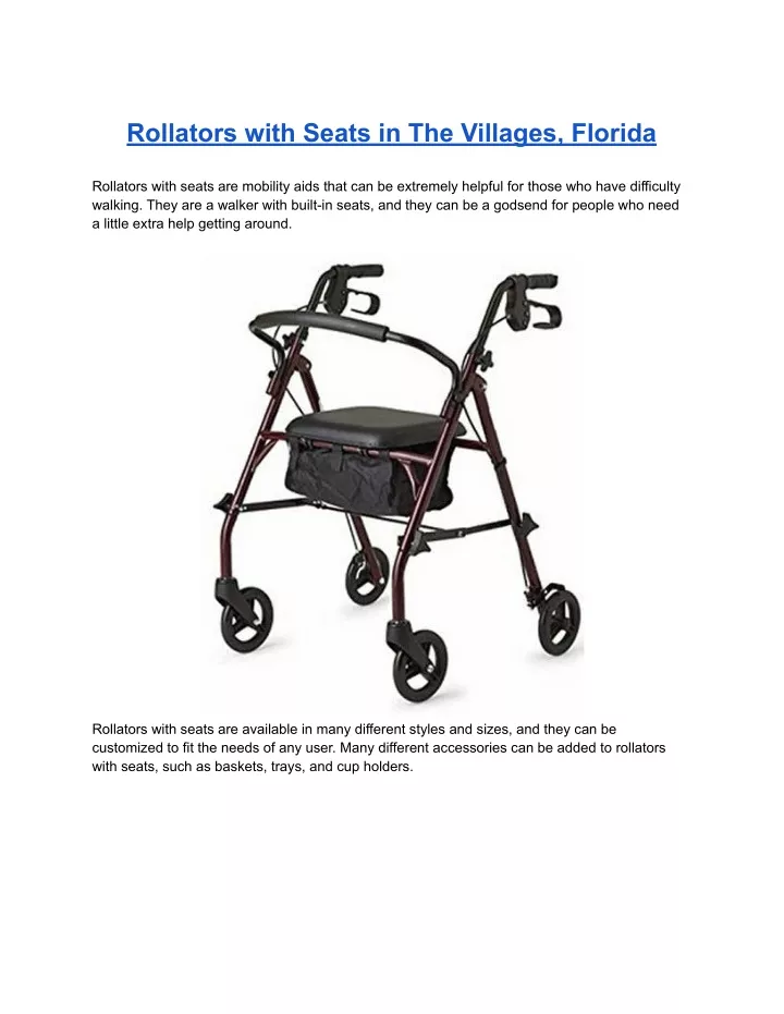 rollators with seats in the villages florida