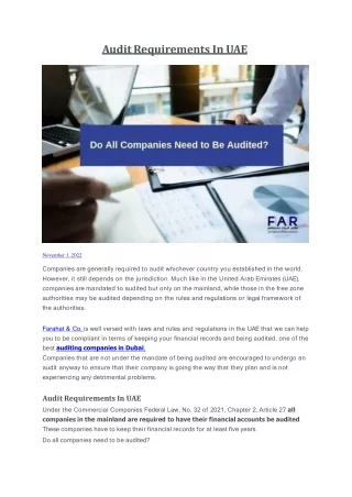 Audit Requirements In UAE