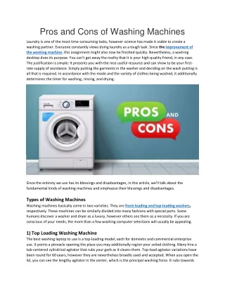 Pros and Cons of Washing Machines