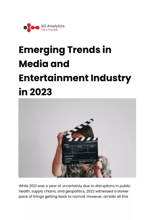 Emerging Trends in Media and Entertainment Industry in 2023 - SG Analytics