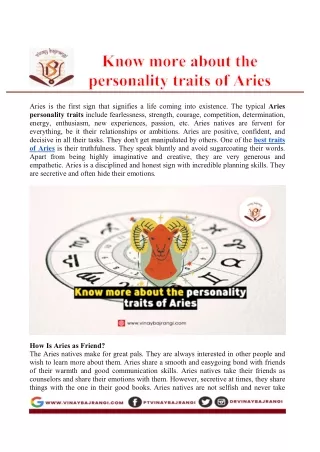 Know more about the personality traits of Aries