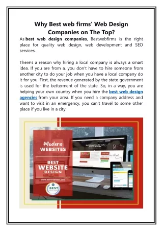 Why Best web firms' Web Design Companies on The Top