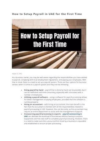 How to Setup Payroll in UAE for the First Time