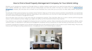 How to Find a Good Property Management Company