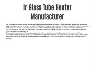 Ir Glass Tube Heater Manufacturer