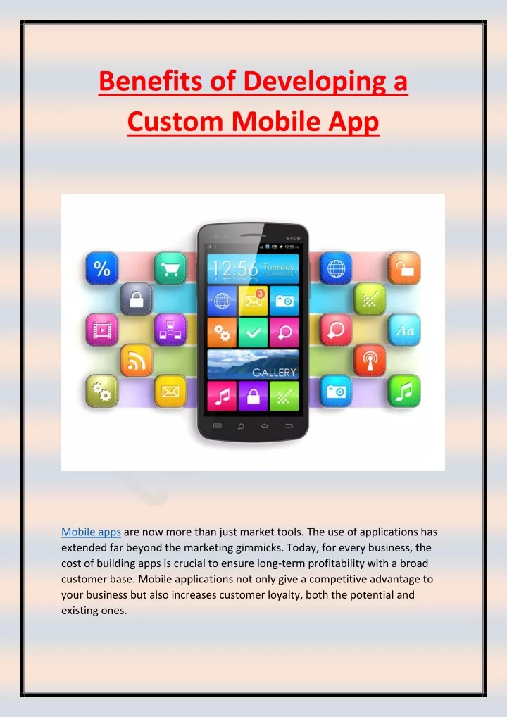 benefits of developing a custom mobile app