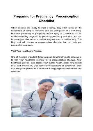Preparing for Pregnancy_ Preconception Checklist