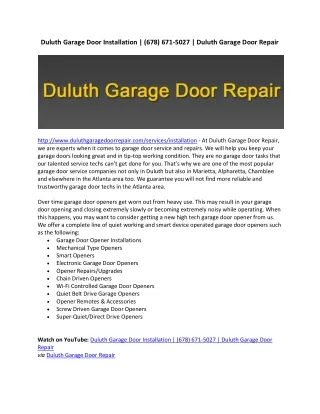 Duluth Garage Door Installation
