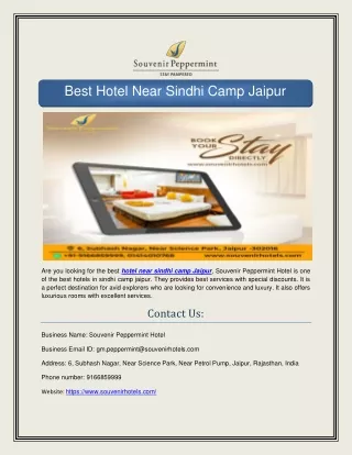 Best Hotel Near Sindhi Camp Jaipur