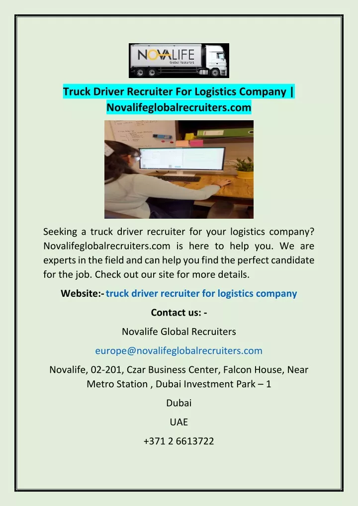 truck driver recruiter for logistics company