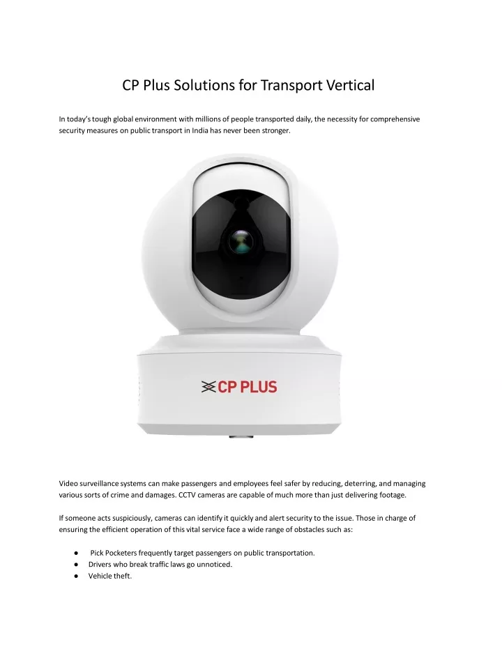 cp plus solutions for transport vertical