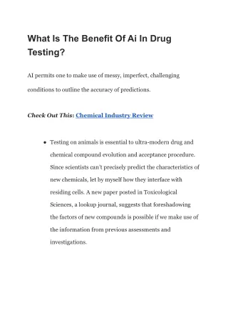 What Is The Benefit Of Ai In Drug Testing