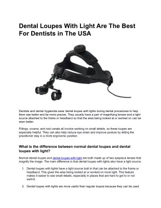 Dental Loupes With Light Are The Best For Dentists in The USA