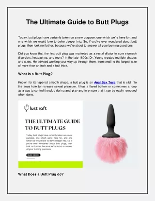 The Ultimate Guide to Butt Plugs - Lust Raft