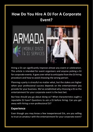 How Do You Hire A DJ For A Corporate Event?