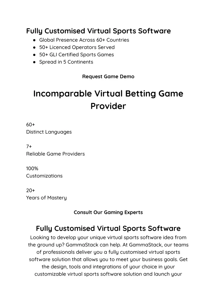 fully customised virtual sports software global