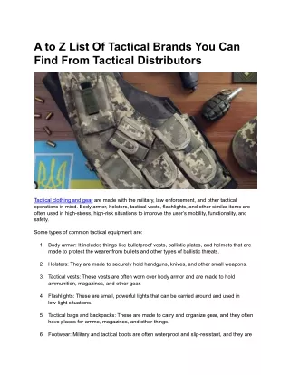 A to Z List Of Tactical Brands You Can Find From Tactical Distributors