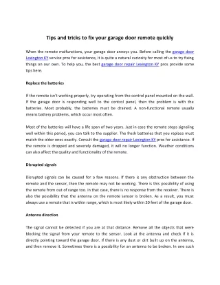 tips and tricks to fix your garage door remote