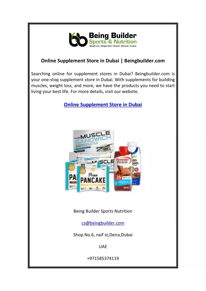 online supplement store in dubai beingbuilder com