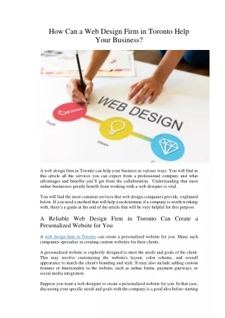how can a web design firm in toronto help your