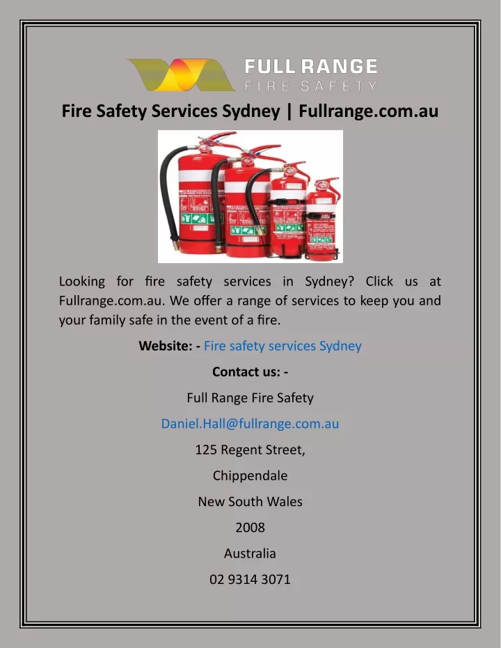 fire safety services sydney fullrange com au