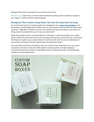 Recognize That Custom Soap Boxes Are Just As Important As Soap.docx