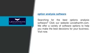 Option Analysis Software Leviathanfm.com
