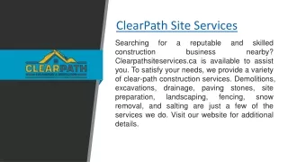 Clearpath Site Services  Clearpathsiteservices.ca