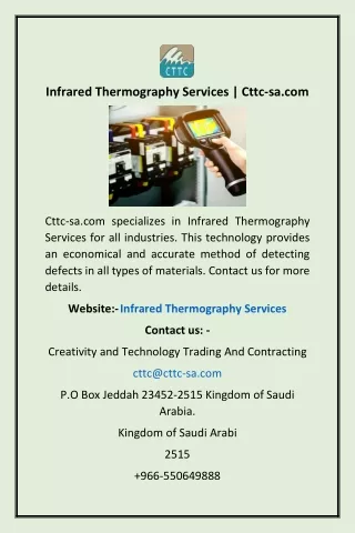 Infrared Thermography Services | Cttc-sa.com