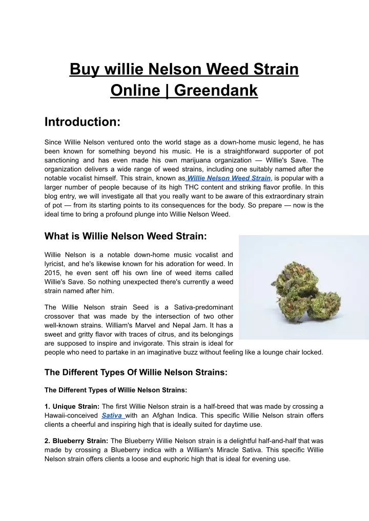 buy willie nelson weed strain online greendank