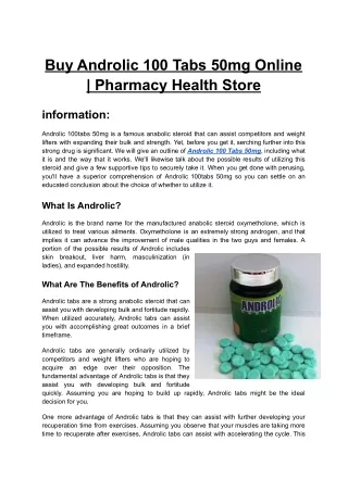 Buy Androlic 100 Tabs 50mg Online _ Pharmacy Health Store