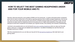 HOW TO SELECT THE BEST GAMING HEADPHONES UNDER 2000 FOR YOUR MOBILE AND PC