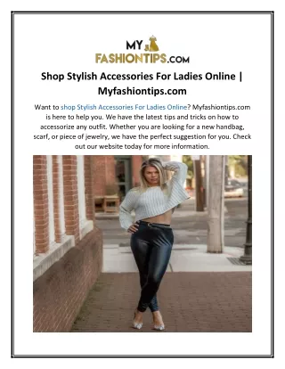 Shop Stylish Accessories For Ladies Online  Myfashiontips.com