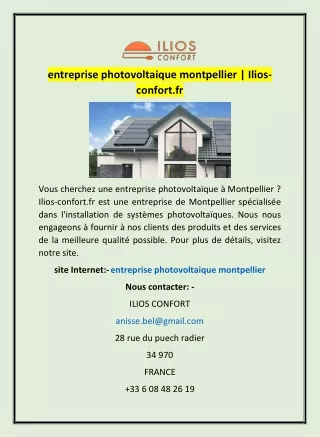 entreprise photovoltaique montpellier | Ilios-confort.fr