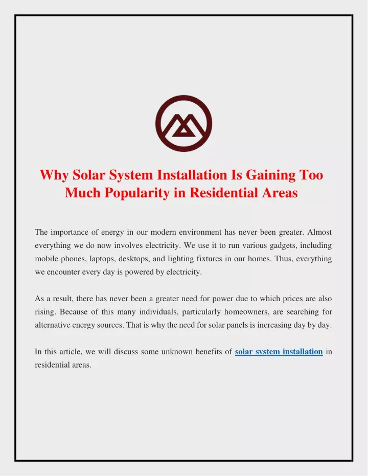 why solar system installation is gaining too much