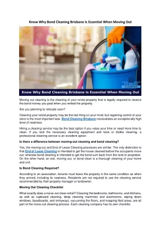 know why bond cleaning brisbane is essential when