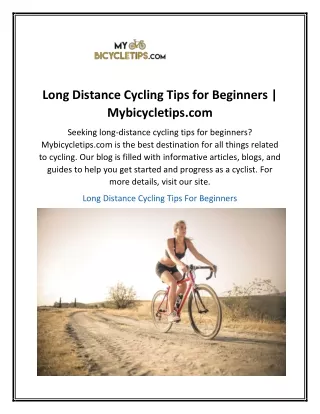 Long Distance Cycling Tips for Beginners  Mybicycletips.com
