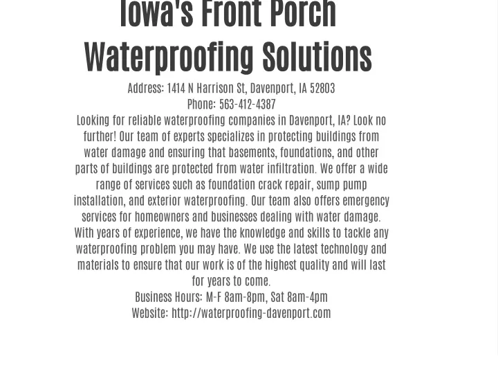 iowa s front porch waterproofing solutions