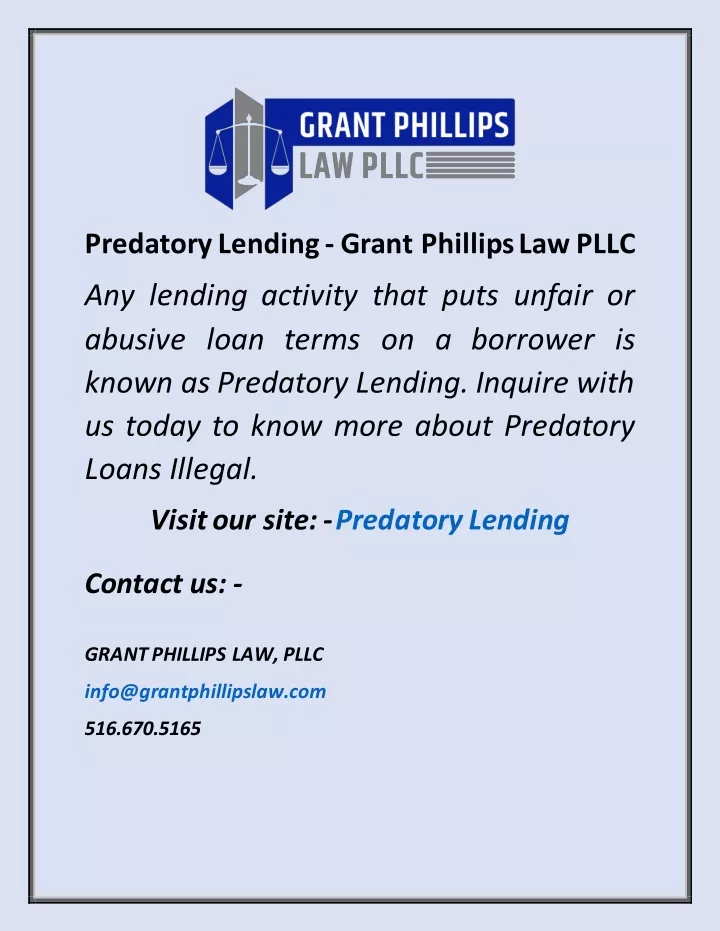 predatory lending grant phillips law pllc